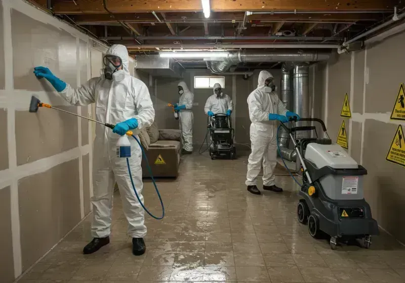 Basement Moisture Removal and Structural Drying process in Cleary, MS